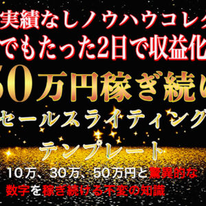 【2年間ノウハウコレクターでもたった２日で収益化】月５０万円を稼ぎ続けるセールスライティングテンプレート　レビュー