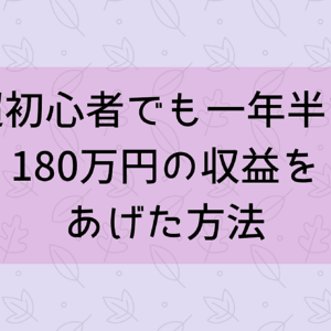 超初心者でも1年半で180万円の収益をあげた方法　レビュー