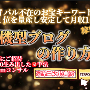 ライバル不在のお宝キーワードで検索１位を量産し安定して月収10万円稼ぎ続ける自販機型ブログの作り方　レビュー