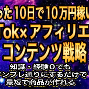 初心者でもたった10日で10万円以上稼ぐTikTok×アフィリエイト悪魔的マネタイズ術　レビュー